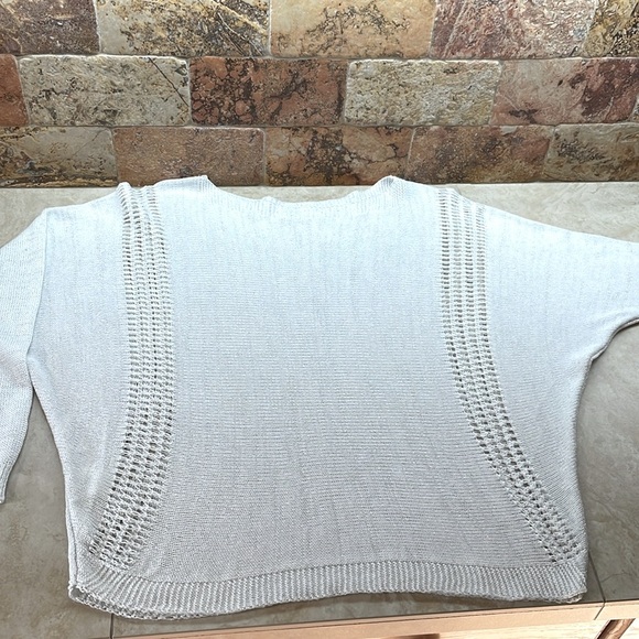 Gigi Moda Vena Sweater One Size White Gray Metallic Knit Made in Italy Women’s - Picture 14 of 14